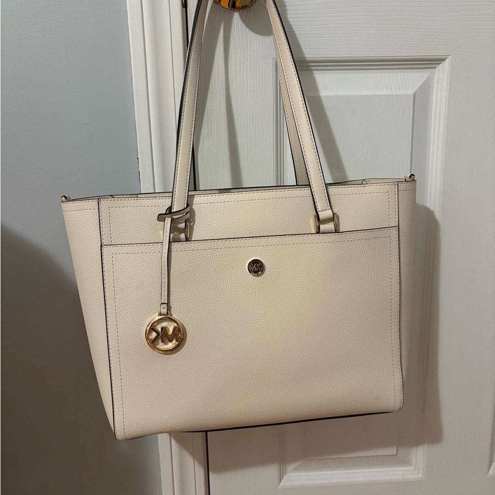 Michael Kors Ivory Tote with Gold Accents